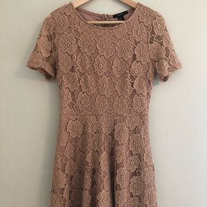 Nude lace mini dress
